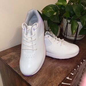 Thestron Golf‎ Shoes Lightweight Lavender Trim White Golf Shoes Womens Size 42/9